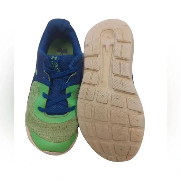 Under Armour  No Tie Sneakers Runners Neon Green Blue Size 11K - Picture 3 of 8